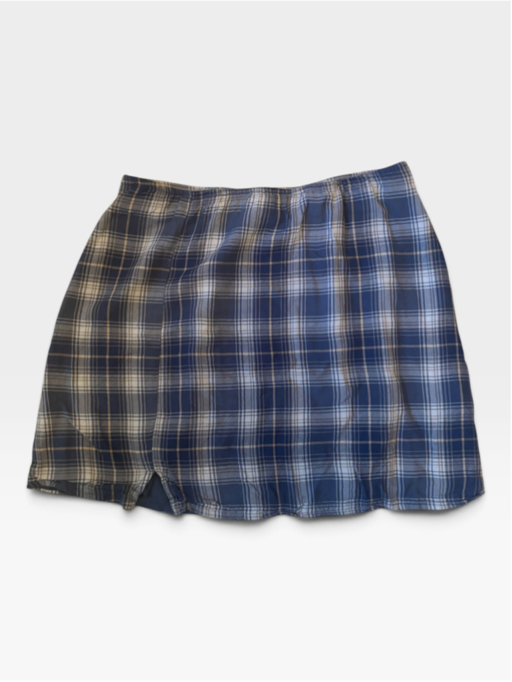 American Eagle Blue Plaid Mini Skirt with Side Zipper - Size M
